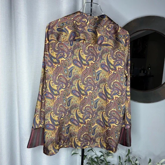 NWT Zara Woman PAISLEY PAJAMA SHIRT ZW COLLECTION Top Blouse Size M Medium - Picture 9 of 11